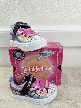 Skechers Twinkle Toes Girls Light Up Sneakers Ombre Love NIB Size 5 Toddlers